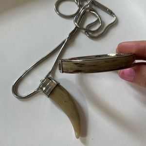 Michael Kors Silver Resin Horn Necklace and Bracelet.